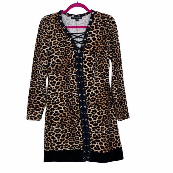Boston Proper Dresses & Skirts - Boston Proper Velour Leopard Bling Grommet Dress
